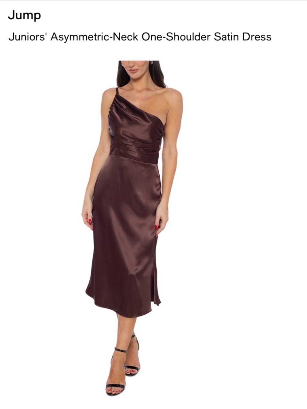 Jump Juniors' Asymmetric-Neck One-Shoulder Satin Dress